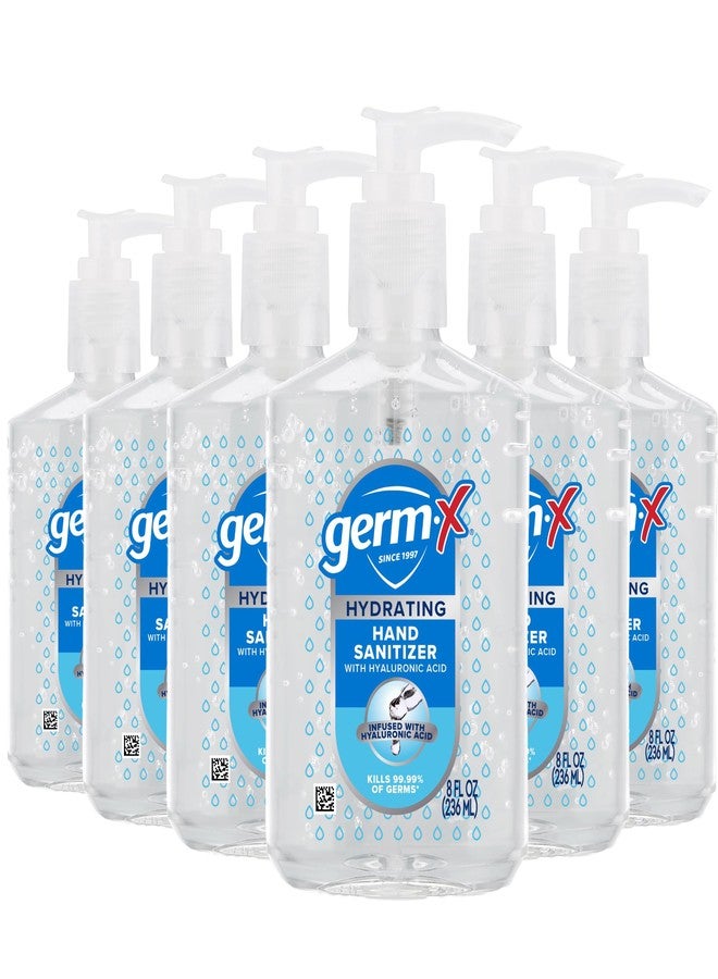 Germ-X Hydrating Hand Sanitizer, with Hyaluronic Acid, 8 FL Oz (Pack of 6), No Rinse Formula, Sanitizing Liquid Gel for All Skin Types, Formulated without Parabens, Phthalates & Dyes - Image 1